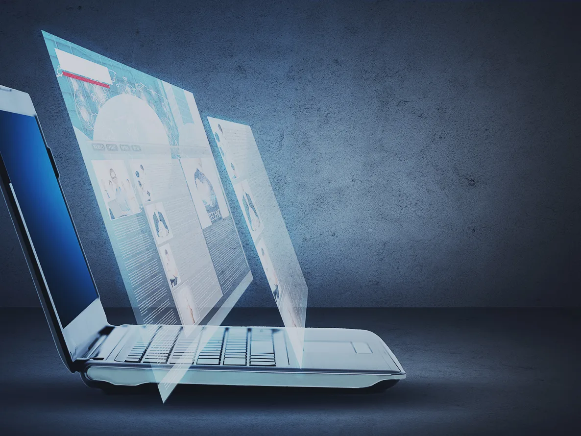 Laptop with Virtual Desktop interfaces.