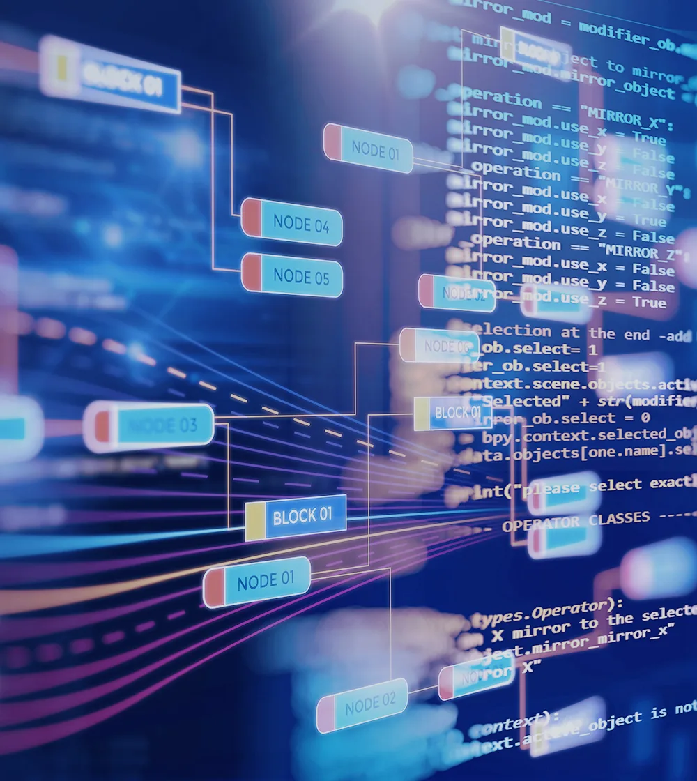 Lines of code with client data for legal IT solutions.